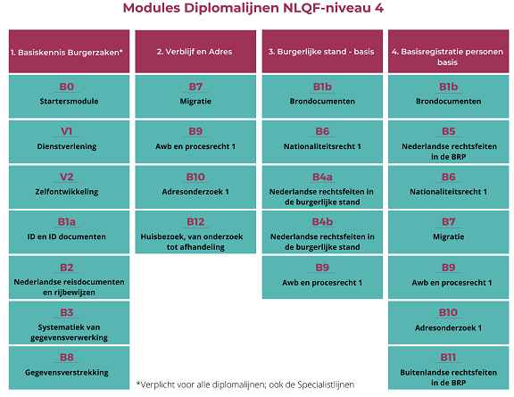 Overzicht Modules Diplomalijnen NLQF-4 niveau